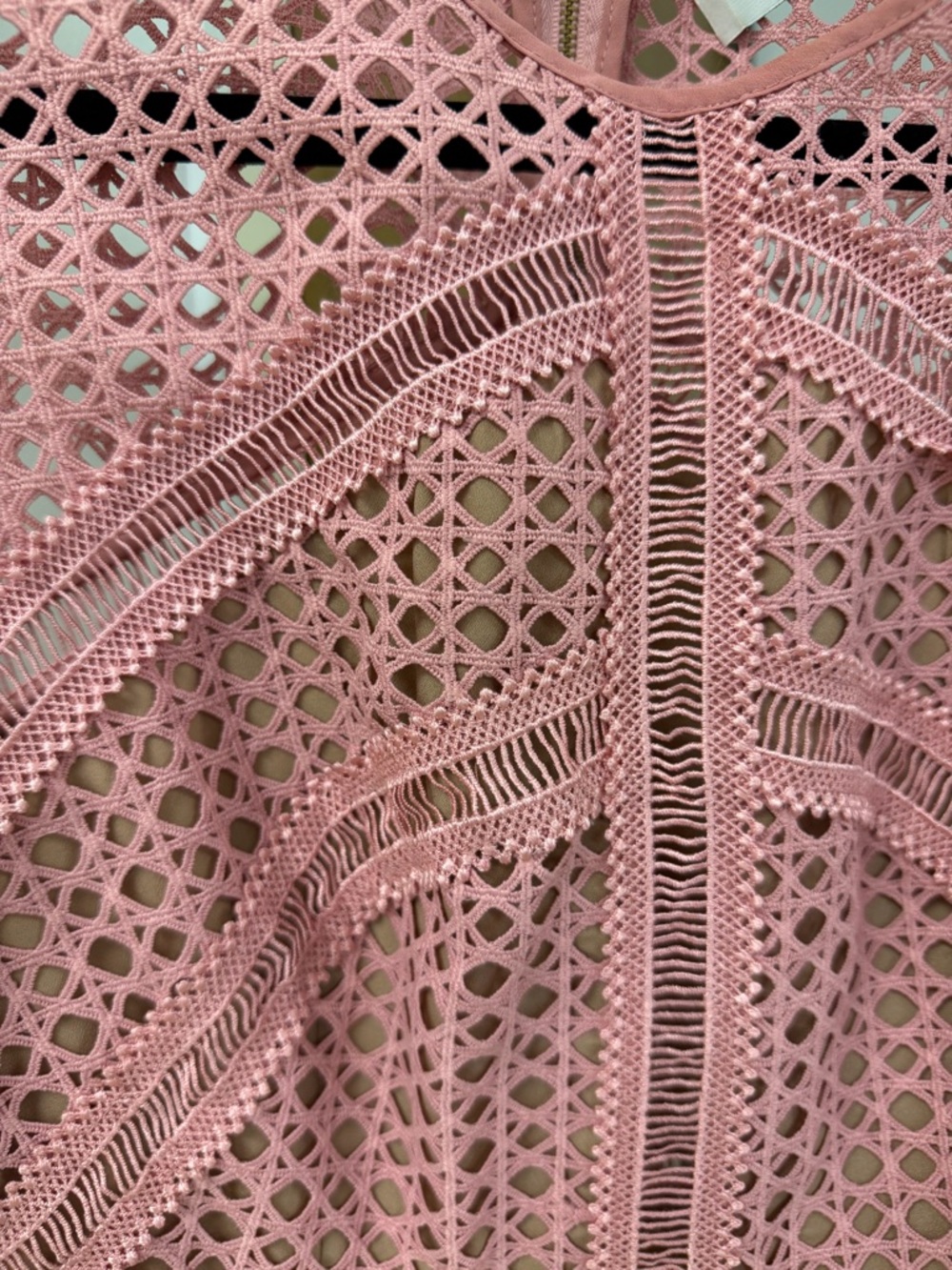 SELF PORTRAIT Cross Hatch Frill Mini Dress in Pink Sz 6 EUC Event Romantic Lux - Picture 10 of 16